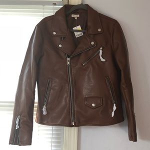 Urban Outfitters cognac faux leather jacket